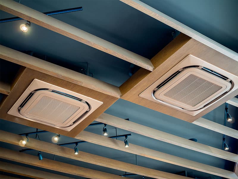 Climatisation double cassette plafond restaurant design Paris